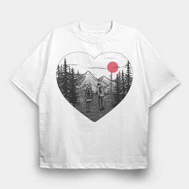 Hiking Heart Adventure, Tricou Oversize Barbati (Unisex)