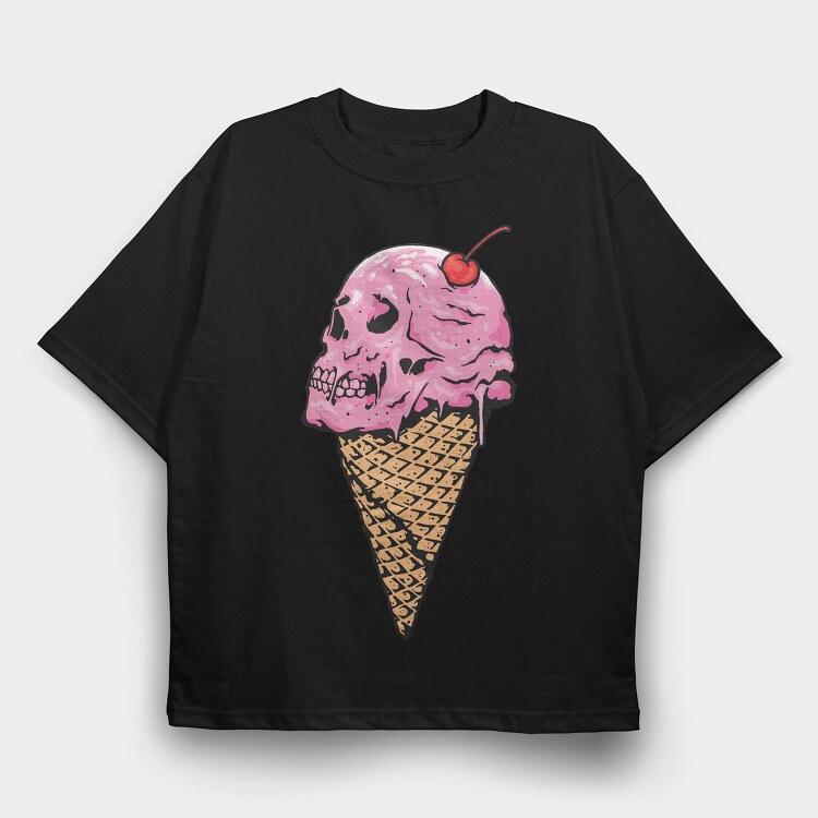 Icecream Skull Cherry, Tricou Oversize Barbati (Unisex)
