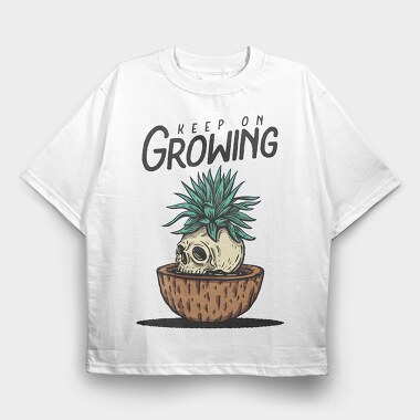 Keep On Growing Skull, Tricou Oversize Barbati (Unisex)