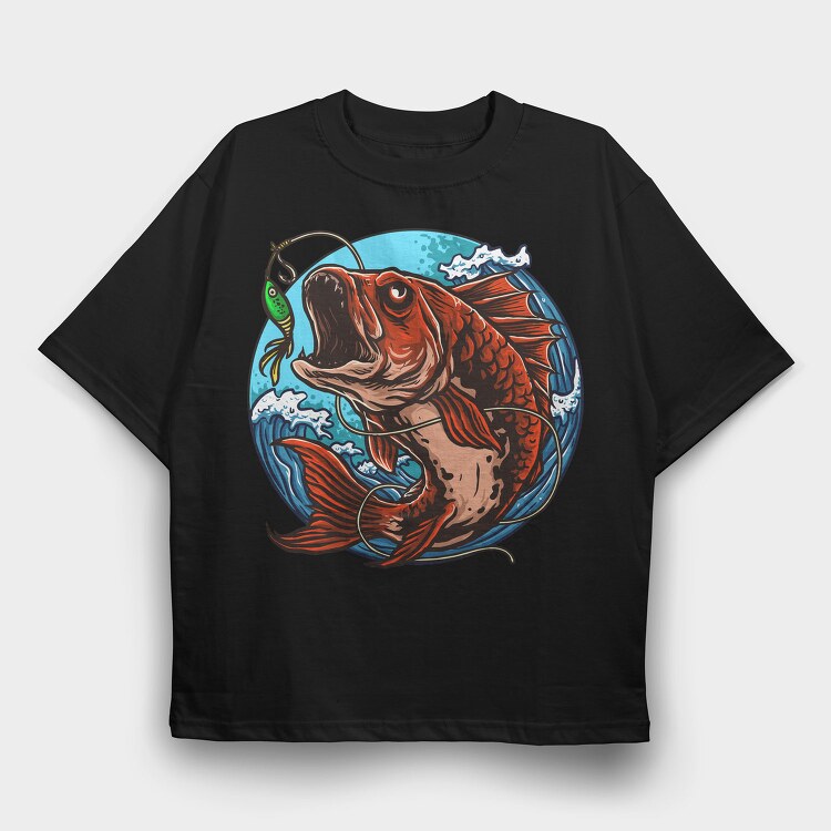 Koi Fish Bite, Tricou Oversize Barbati (Unisex)