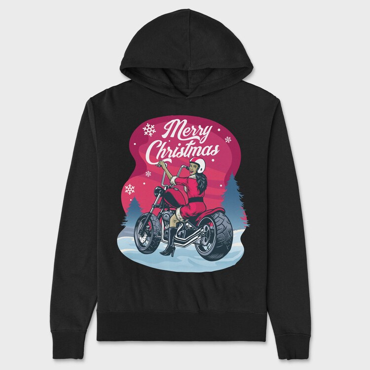 Merry Motorbike Santa, Hanorac Oversize Barbati (Unisex)