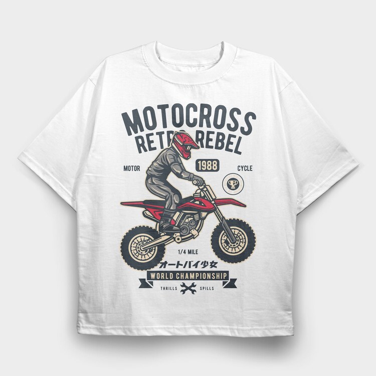 Motocross Rebel Race, Tricou Oversize Barbati (Unisex)