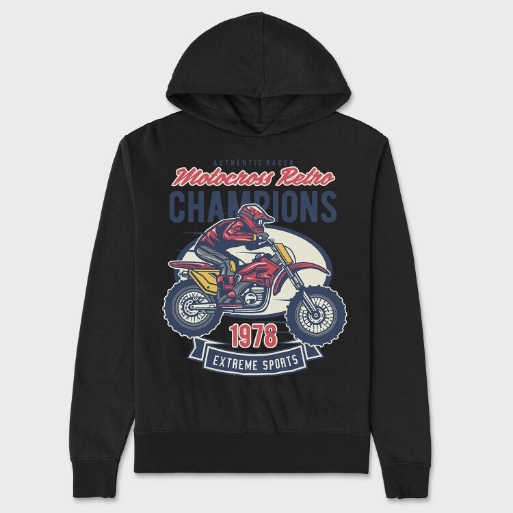 Motocross Retro Champions, Hanorac Oversize Barbati (Unisex)