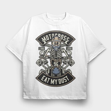 Motocross Skeleton Racer, Tricou Oversize Barbati (Unisex)
