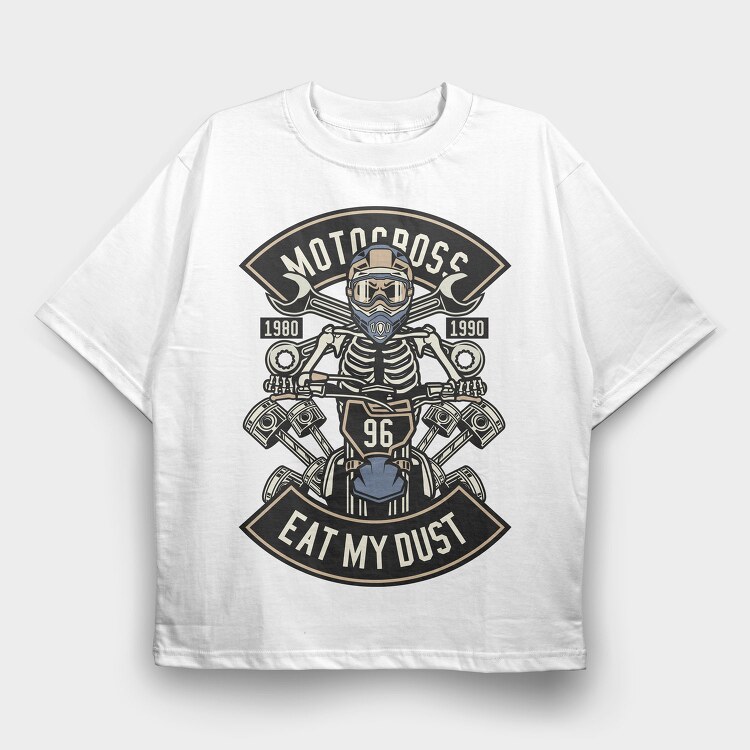 Motocross Skeleton Racer, Tricou Oversize Barbati (Unisex)