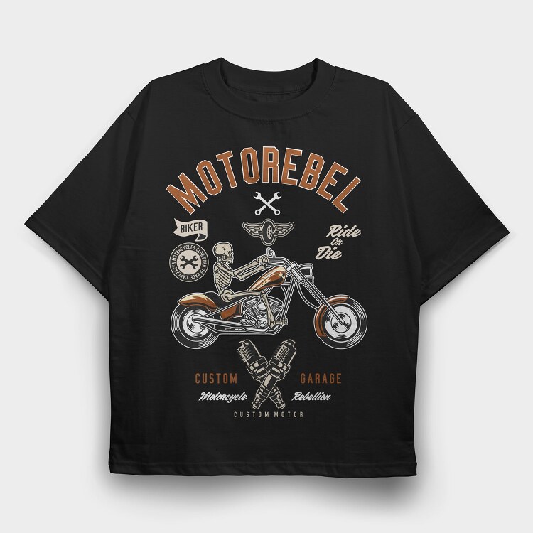 Motorcycle Rebel, Tricou Oversize Barbati (Unisex)