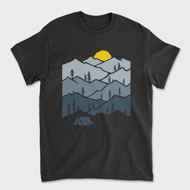 Mountain Tent Sunrise, Tricou Barbati (Unisex)
