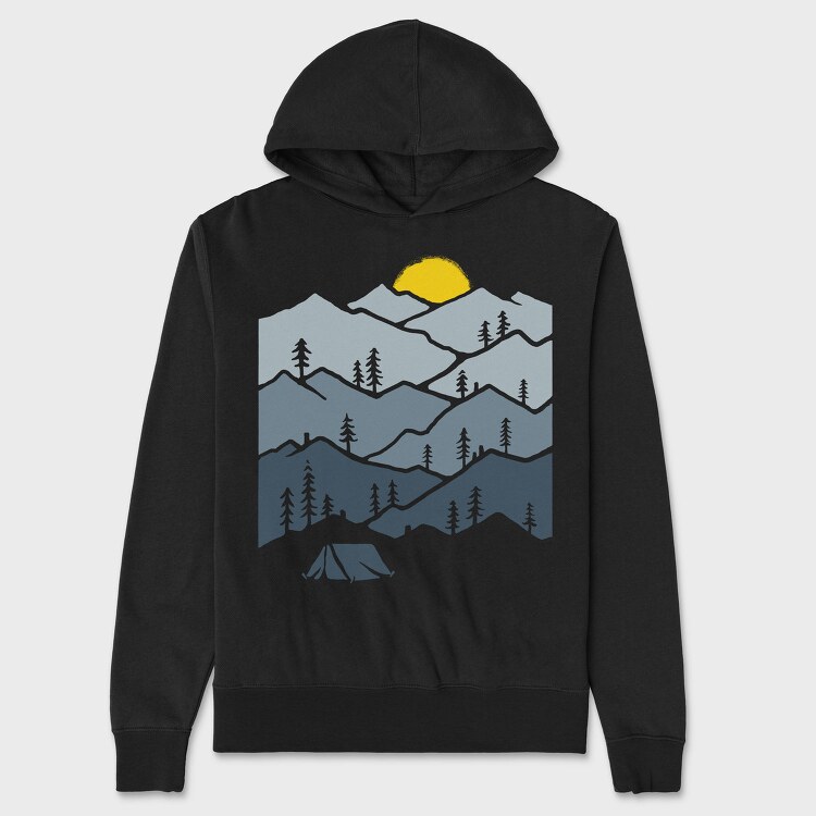 Mountain Tent Sunrise, Hanorac Oversize Barbati (Unisex)