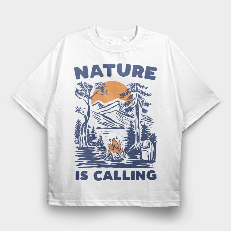 Nature Campfire Call, Tricou Oversize Barbati (Unisex)