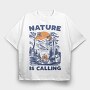 Nature Campfire Call, Tricou Oversize Barbati (Unisex)