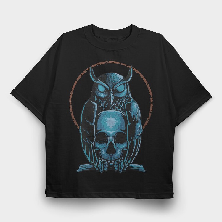 Owl Skull Emblem, Tricou Oversize Barbati (Unisex)