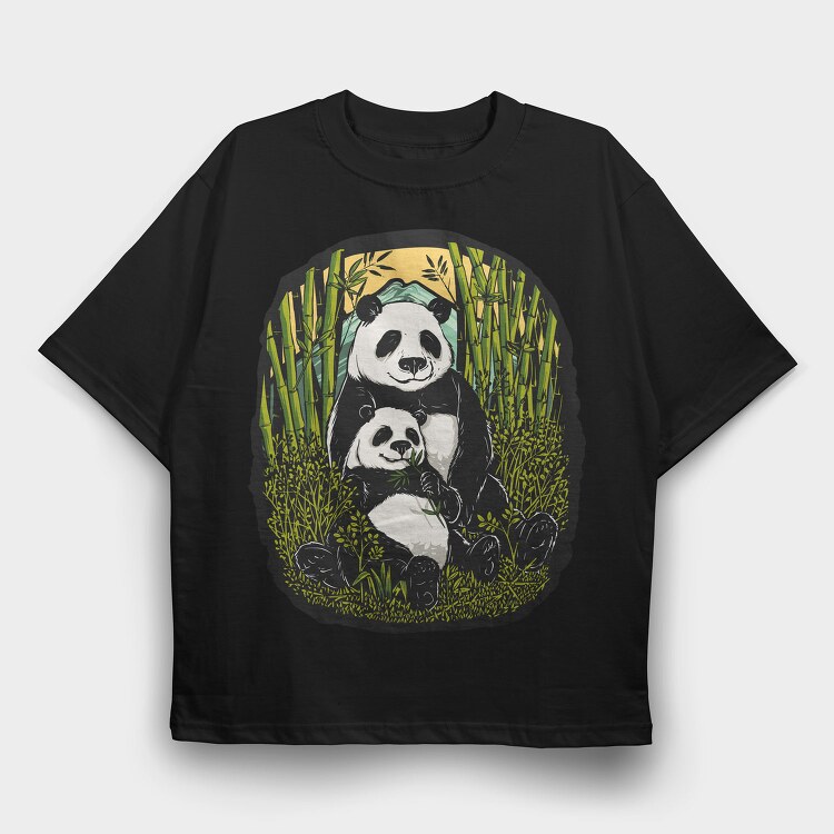 Panda Bamboo Paradise, Tricou Oversize Barbati (Unisex)