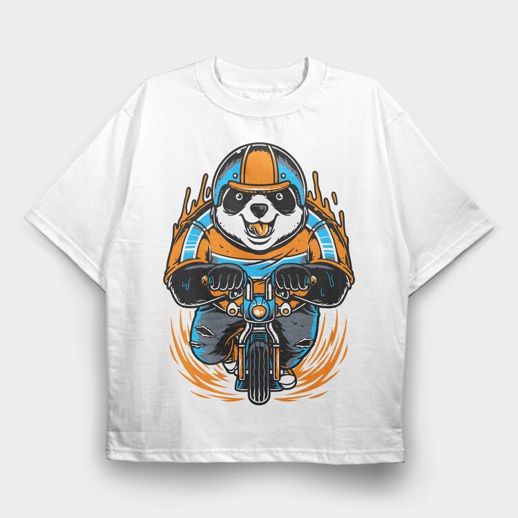 Panda Rider, Tricou Oversize Barbati (Unisex)