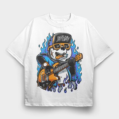 Panda Rockstar Guitar, Tricou Oversize Barbati (Unisex)