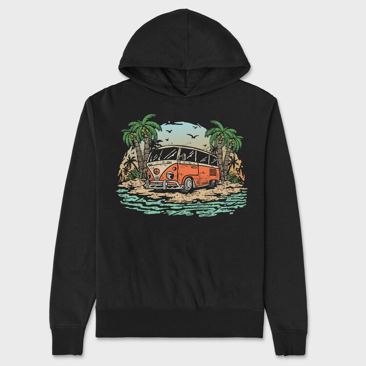 Peace Bus Beach, Hanorac Oversize Barbati (Unisex)