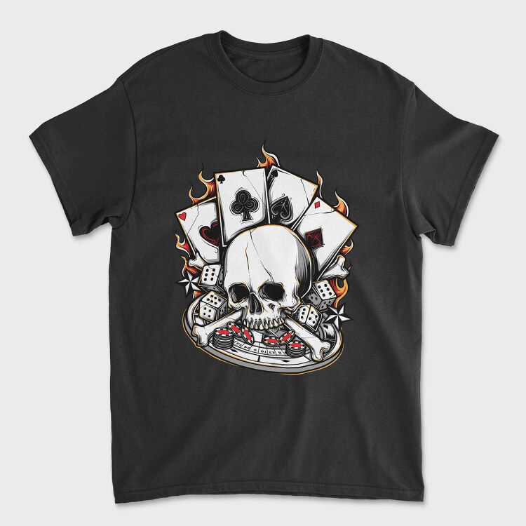 Poker Skull Bones, Tricou Barbati (Unisex)