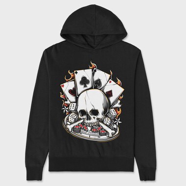Poker Skull Bones, Hanorac Oversize Barbati (Unisex)