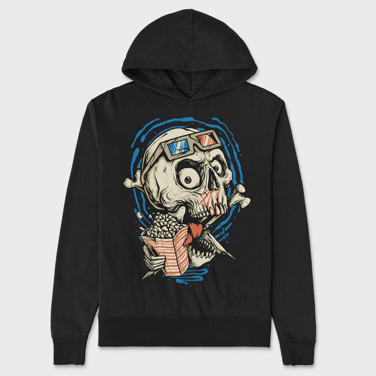 Popcorn Skull 3D, Hanorac Oversize Barbati (Unisex)