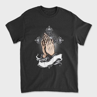 Praying Hands Cross, Tricou Barbati (Unisex)