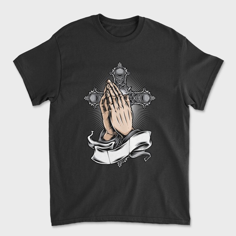 Praying Hands Cross, Tricou Barbati (Unisex)