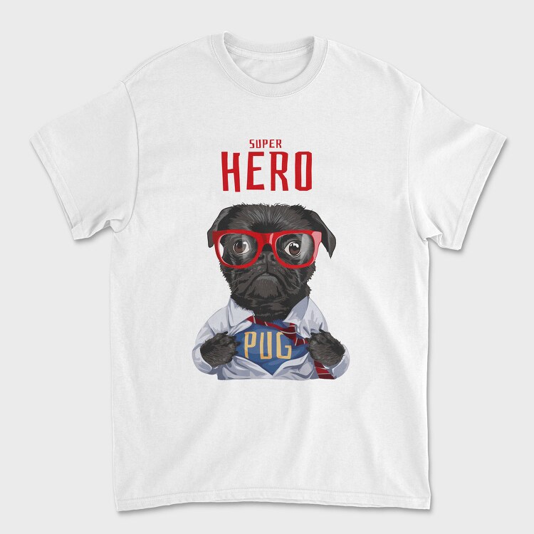 Pug Super Hero, Tricou Barbati (Unisex)