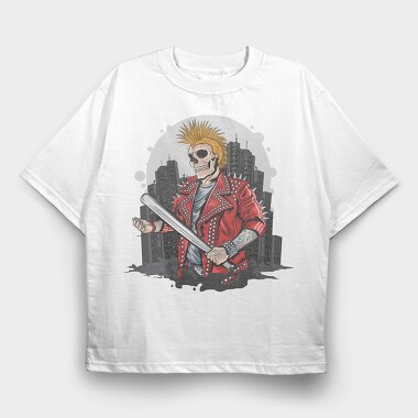 Punk Skull City, Tricou Oversize Barbati (Unisex)