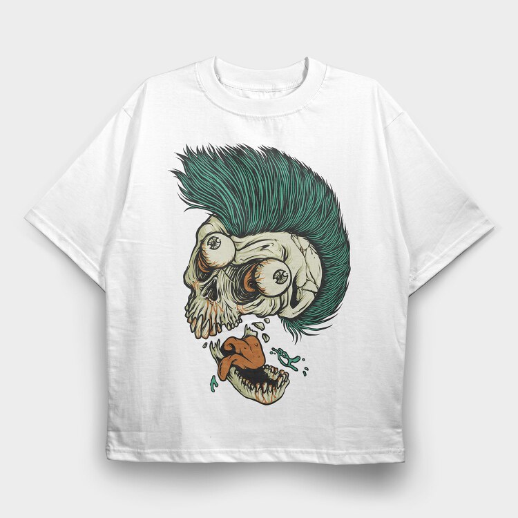Punk Skull, Tricou Oversize Barbati (Unisex)