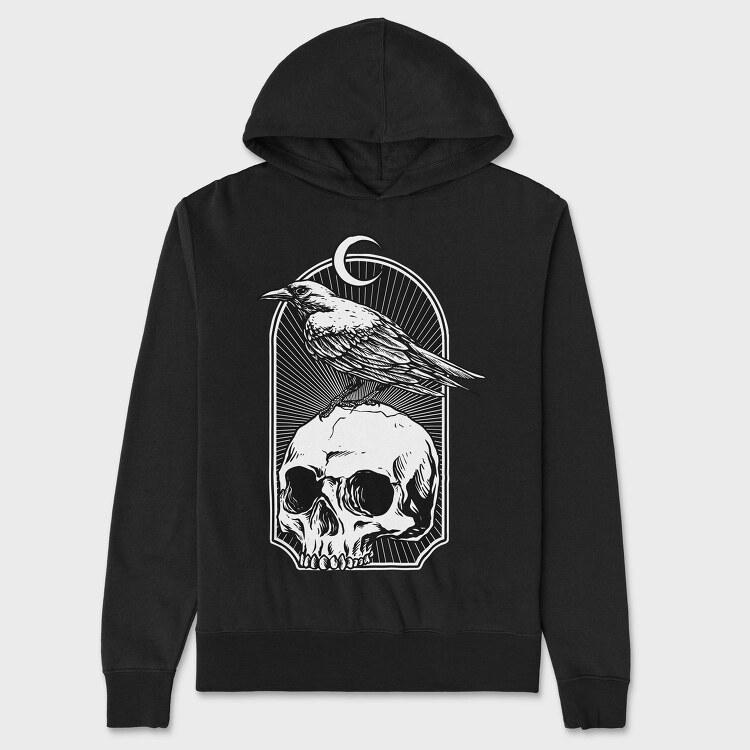 Raven Moon Skull, Hanorac Oversize Barbati (Unisex)