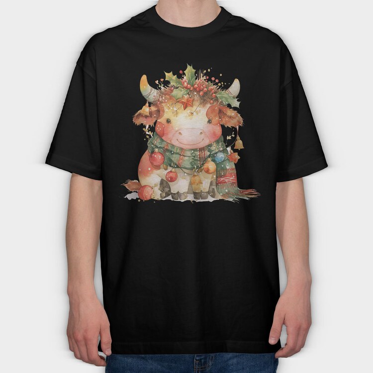 Christmas Cow Bell, Tricou Oversize Barbati (Unisex)