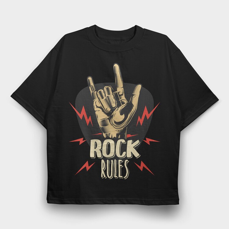 Rock On Rules, Tricou Oversize Barbati (Unisex)