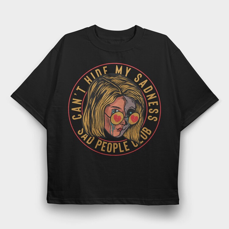 Sad People Club, Tricou Oversize Barbati (Unisex)