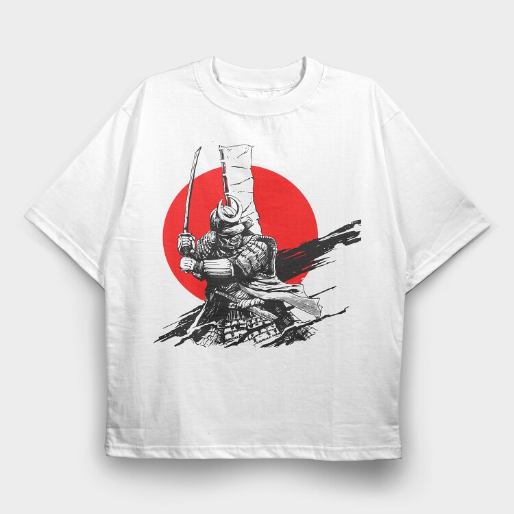 Samurai Warrior Strike, Tricou Oversize Barbati (Unisex)