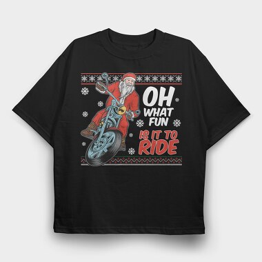 Santa Biker Ride, Tricou Oversize Barbati (Unisex)