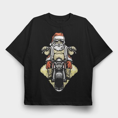 Santa Biker, Tricou Oversize Barbati (Unisex)