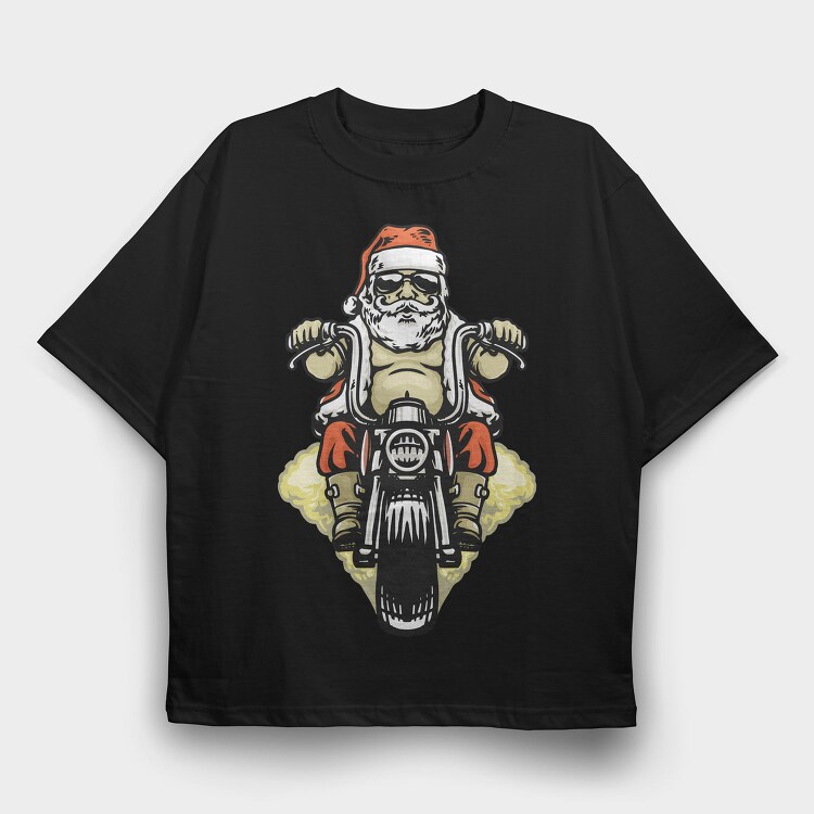 Santa Biker, Tricou Oversize Barbati (Unisex)