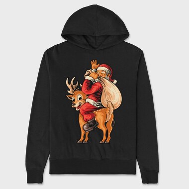 Santa Reindeer Hug, Hanorac Oversize Barbati (Unisex)