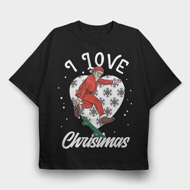 Santa Skate Snow, Tricou Oversize Barbati (Unisex)