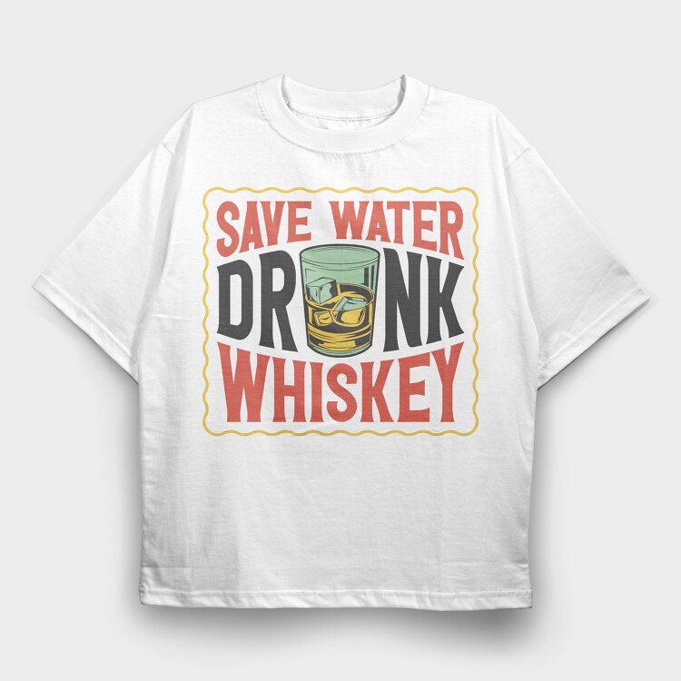 Save Water Drink Whiskey, Tricou Oversize Barbati (Unisex)