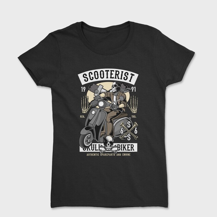 Scooter Biker Skull, Tricou Femei