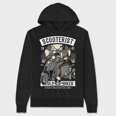 Scooter Biker Skull, Hanorac Oversize Barbati (Unisex)