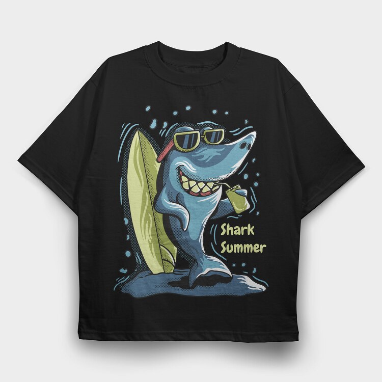 Shark Summer Surf, Tricou Oversize Barbati (Unisex)