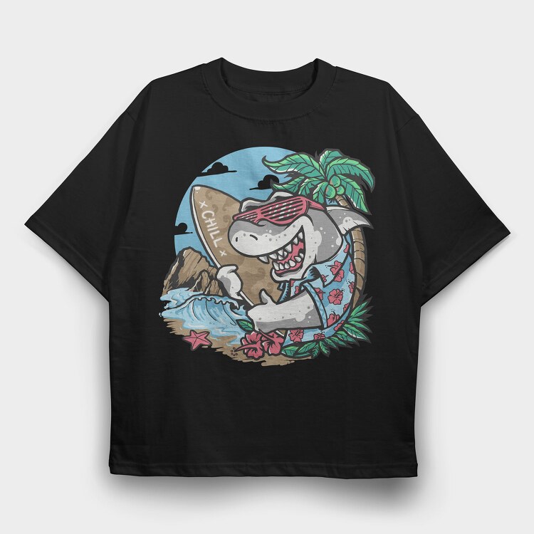 Shark Surf Chill, Tricou Oversize Barbati (Unisex)