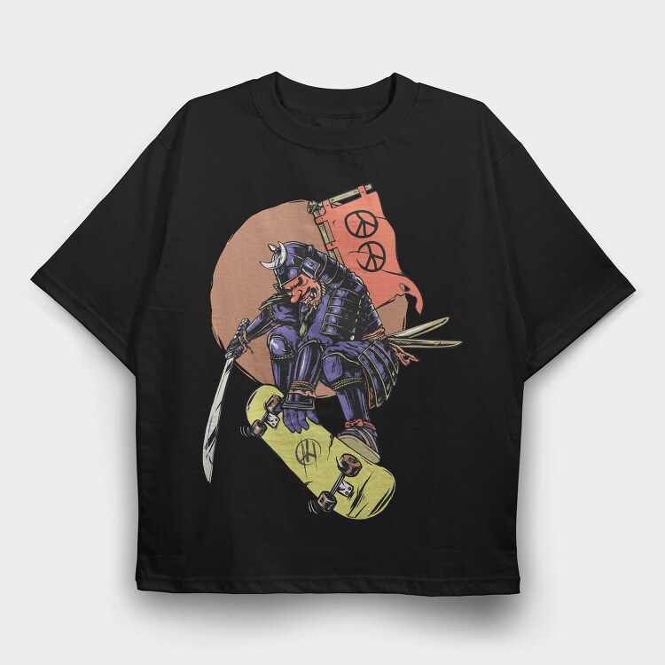 Skate Samurai, Tricou Oversize Barbati (Unisex)