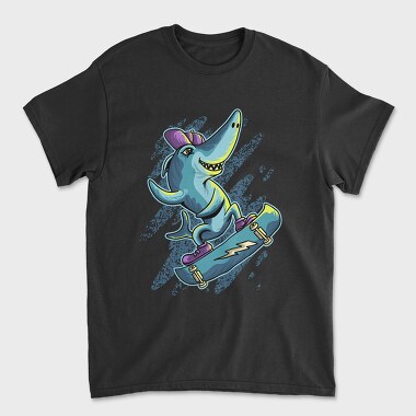 Skate Shark Neon, Tricou Barbati (Unisex)