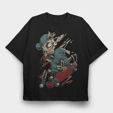 Skate Zombie, Tricou Oversize Barbati (Unisex)