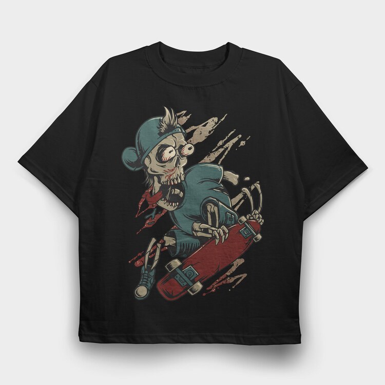 Skate Zombie, Tricou Oversize Barbati (Unisex)
