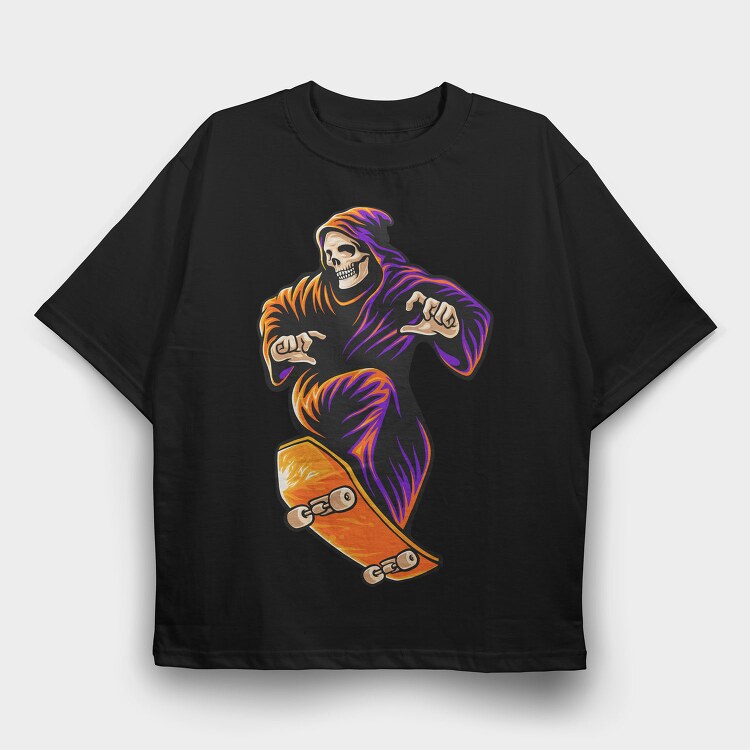 Skateboard Grim Reaper, Tricou Oversize Barbati (Unisex)