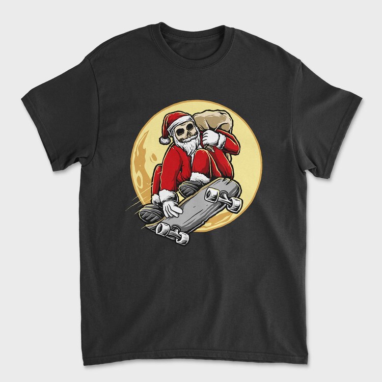 Skateboarding Skull Santa, Tricou Barbati (Unisex)