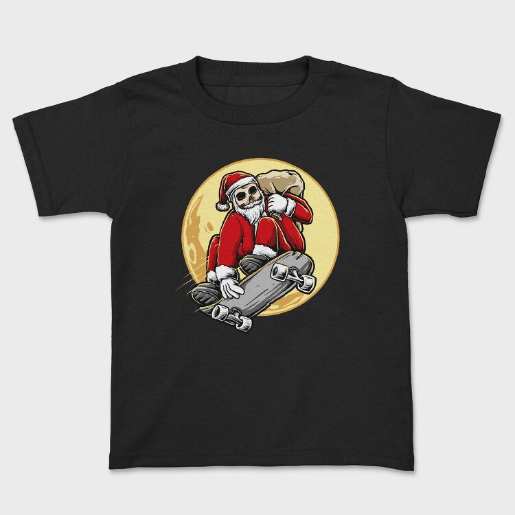 Skateboarding Skull Santa, Tricou Copii