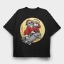 Skateboarding Skull Santa, Tricou Oversize Barbati (Unisex)